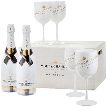 Moet Chandon Ice Imperial Champagner in Holzkiste mit 4  - 30 Geschenke zum Ruhestand