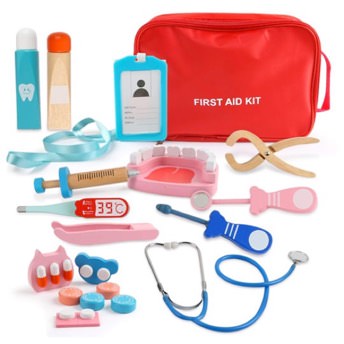 Hochwertige Not und Zahnarzttasche 19 Teile - 78 Geschenke für 3 bis 4 Jahre alte Mädchen