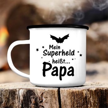 Emaille Becher Mein Superheld heit Papa - Originelle Superhelden Geschenke