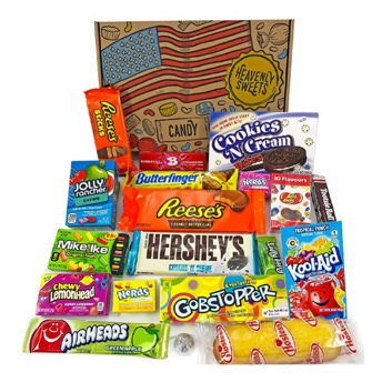 Heavenly Sweets Geschenkbox mit Amerikanischen Sigkeiten - 53 leckere Geschenke für Naschkatzen
