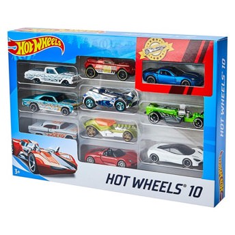 Hot Wheels Geschenkset mit 10 coolen Fahrzeugen - Geschenke für 3 bis 4 Jahre alte Jungen