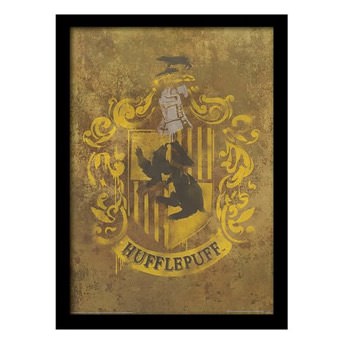 Gerahmter Hufflepuff Crest Kunstdruck 30 x 40 cm - Originelle Geschenke für Harry Potter Fans