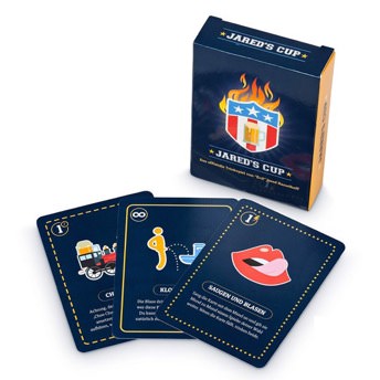 Jareds Cup Trinkspiel mit 100 wasserfesten Spielkarten - Lustige Geschenke für Männer