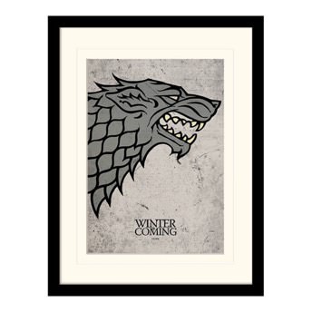 Game of Thrones Haus Stark Kunstdruck mit Rahmen 30 x 40  - Originelle Game of Thrones Geschenke