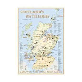 Landkarte schottischer Whisky Distillerien - 55 originelle Whiskey Geschenke