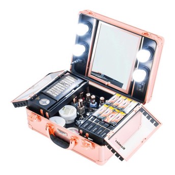 Make Up Koffer mit Licht und Spiegel in Rose Gold - Geschenke für 17 bis 18 Jahre alte Mädchen