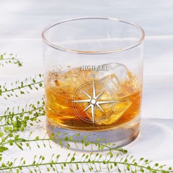 Personalisierbares Whisky Glas Kompass - 