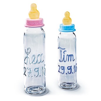 Personalisierte Babyflaschen mit Name und Geburtstag - Tolle Geschenke zur Taufe