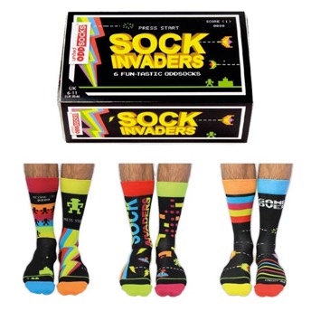 Retro Gamer Socken im 6er Set mit Geschenkverpackung - Coole Geschenkideen für Gamer