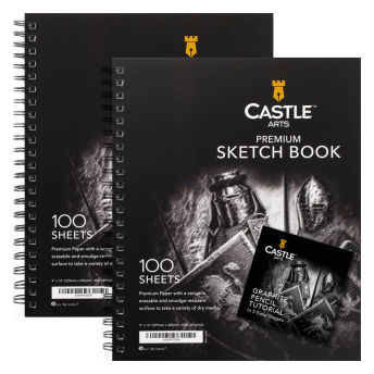 Castle Arts Premium Skizzenblock Doppelpack - 43 kreative Geschenke für Künstler, Maler und Illustratoren