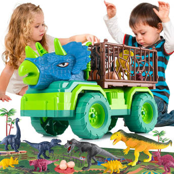 Set aus Dino Transport Truck und acht Dinosaurierfiguren - 