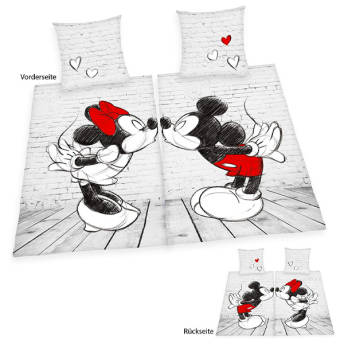 4 tlg Disney MICKEY MINNIE PartnerbettwscheSet - Originelle Valentinstag Geschenke für Frauen