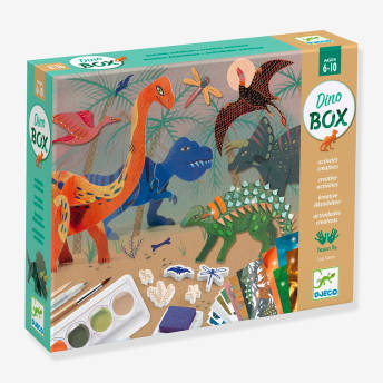 DJECO Dino Box mit sechs kreativen Aktivitten - 57 originelle Dino Geschenke für kleine und große Dinosaurier Fans