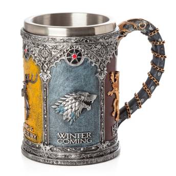 Game of Thrones Bierkrug mit den Wappen der fnf Huser - Originelle Game of Thrones Geschenke