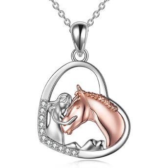 Halskette Mdchen und Pferd aus Sterling Silber - 