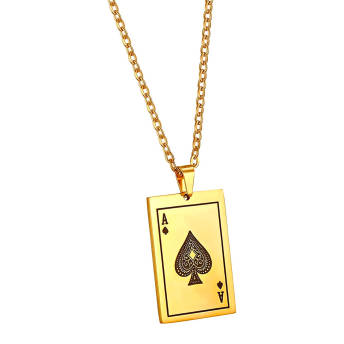Halskette mit Pik Ass Poker Spielkarten Anhnger - 