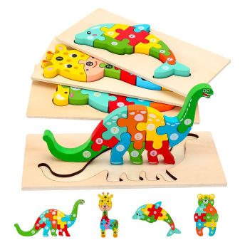 Holzpuzzle fr Kleinkinder 4erSet - 42 Geschenke für 1 bis 2 Jahre alte Mädchen