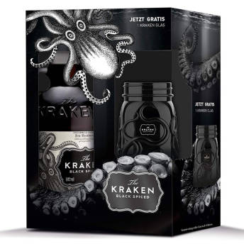 KRAKEN Black Spiced Rum Geschenkset mit schwarzem Cocktail  - Originelle Geschenke für Rum Fans