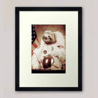 Faultier Astronaut als gerahmter Kunstdruck - 37 coole Faultier Geschenke