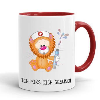 Lustige Tasse mit Ich piks dich gesund Spruch  - Originelle Geschenke für Krankenschwestern