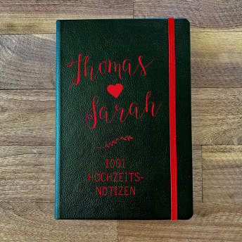 Farbig graviertes Notizbuch zur Hochzeit - Personalisierte Geschenke für Deine Liebsten