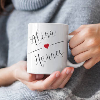 Personalisierte Tasse mit Herz und Namen - Romantische Geschenke zum Valentinstag für Sie