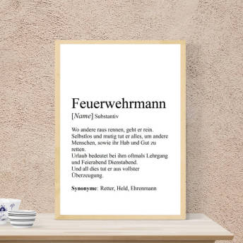Personalisierter Feuerwehrmann Definition Kunstdruck - 127 personalisierte Geschenke für Deine Liebsten