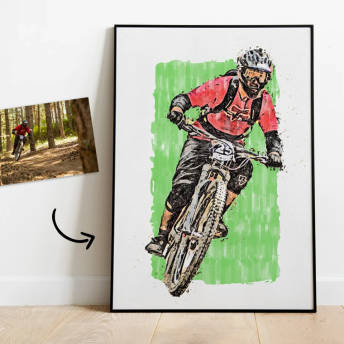 Personalisierter MTB Kunstdruck von Deinem Foto - Coole und praktische Geschenke für Mountainbiker