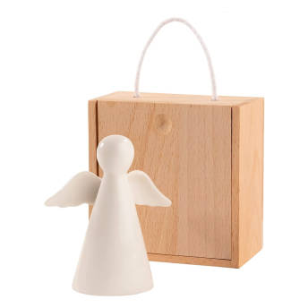 Weier Porzellan Schutzengel in kleiner Holzbox - 23 originelle Geschenke zur Kommunion