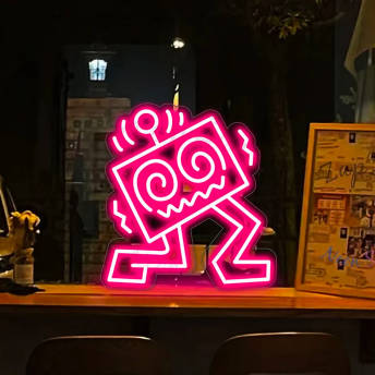Roboter Street Art Neon Licht verschiedene Gren und  - 