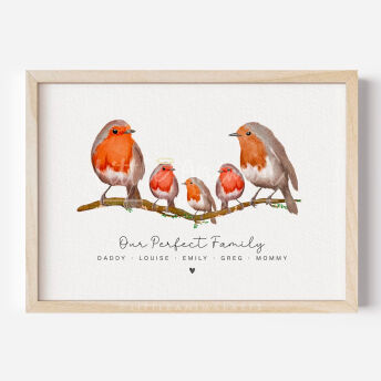 Personalisierter Familien Kunstdruck mit Rotkehlchen - 32 originelle Geschenkideen für Bird Watcher und Vogelfreunde