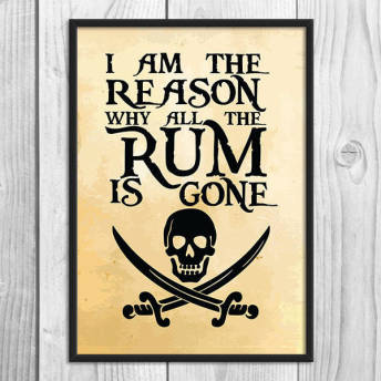 Humorvolles Poster I am the reason why all the rum is gone - 43 originelle Geschenke für Rum Fans