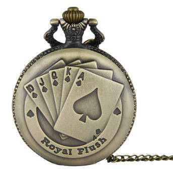 Taschenuhr mit Royal Flush Emblem im Vintage Stil - 
