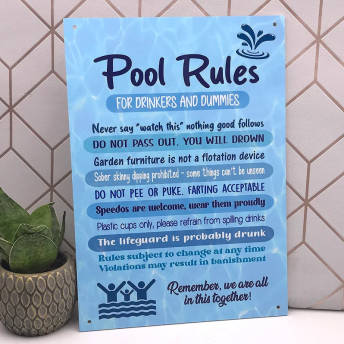 VinylSchild Pool Rules for Drinkers and Dummies - 