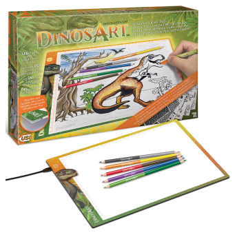ZeichenLeuchtpad im DinoDesign mit Holzstiften und  - 