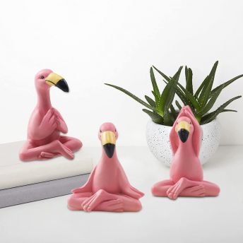 3tlg Yoga Flamingo Deko FigurenSet - 