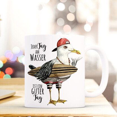 Lustige Kaffeetasse mit Surfer Mwe - 30 einzigartige Geschenke für Kaffeetrinker