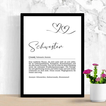 DefinitionsPoster SCHWESTER mit stilvoller Umschreibung - 