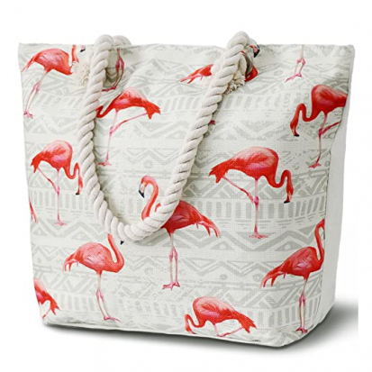 Modische XXL Strandtasche mit FlamingoDesign - 