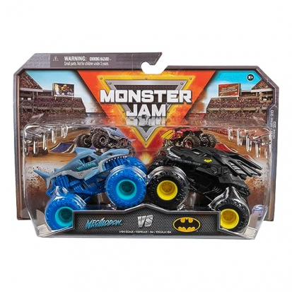 Monster Jam ZweierPack mit dem Batmobil vs Megalodon - 93 Geschenke für 5 bis 6 Jahre alte Jungen