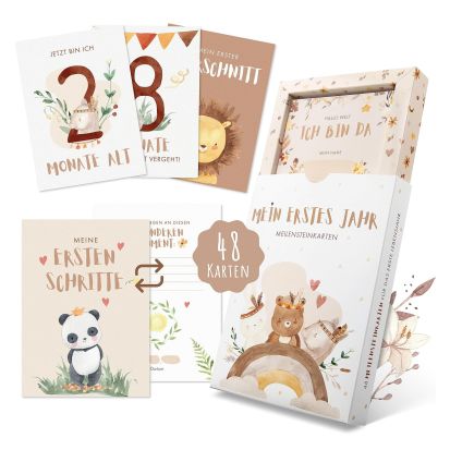 Baby Meilensteinkarten 48 Karten mit Box - 
