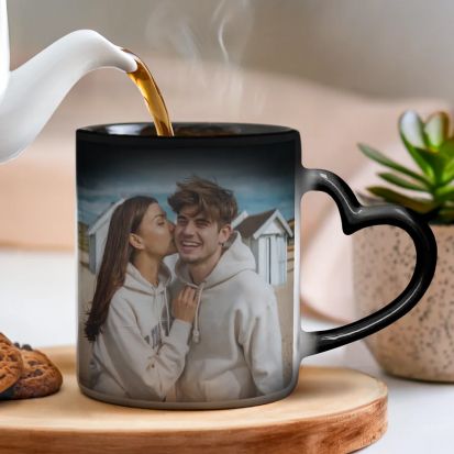 Zaubertasse mit Foto und Herzhenkel - 