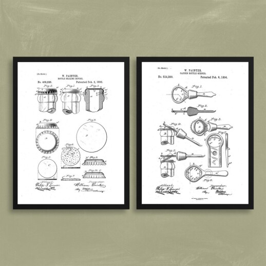 Bier Patente Poster Set auf Fine Art Papier