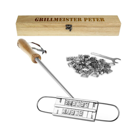 Grillbrandeisen in personalisierter Holzbox