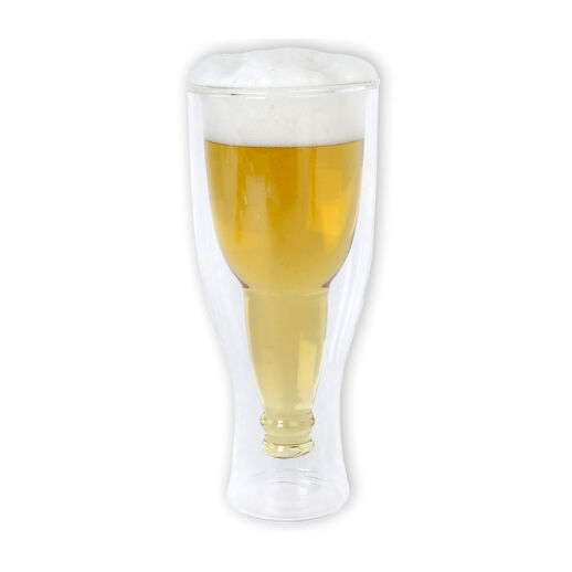 Umgedrehte Bierflasche im Glas