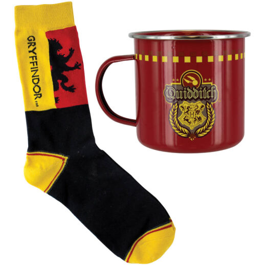 Gryffindor Quidditch Zinnbecher und Socken Set