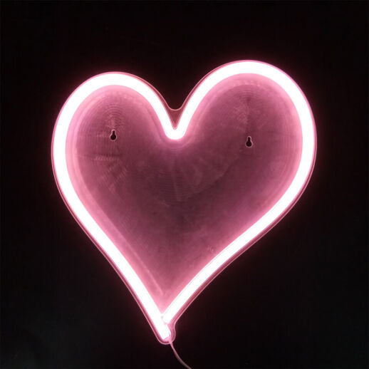 Rosenherz LED Neon Wandlicht