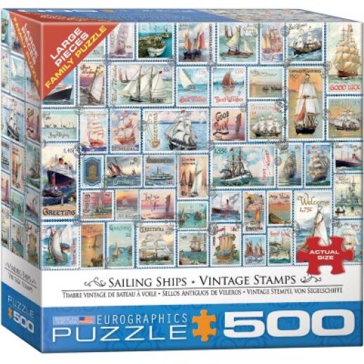 Sailing Ships - Vintage Stamps Puzzle mit 500 XXL-Teilen