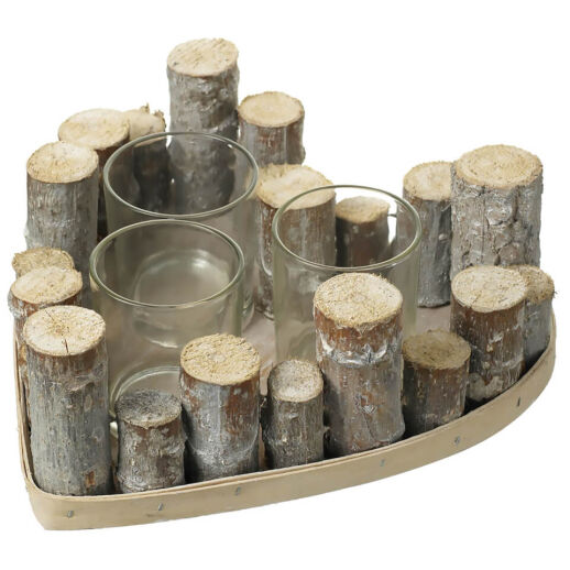 Herzförmiger Teelicht Halter mit Holzästen