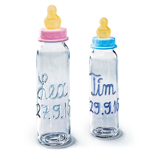 Personalisierte Babyflaschen mit Name und Geburtstag